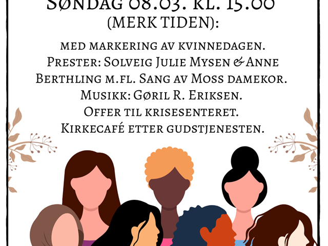 Velkommen til markering av den internasjonale kvinnedagen 8. mars i Metodistkirken i Moss